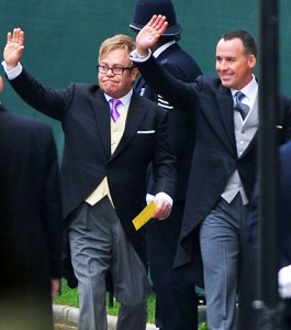 Elton John and David Furnish at the Royal Wedding