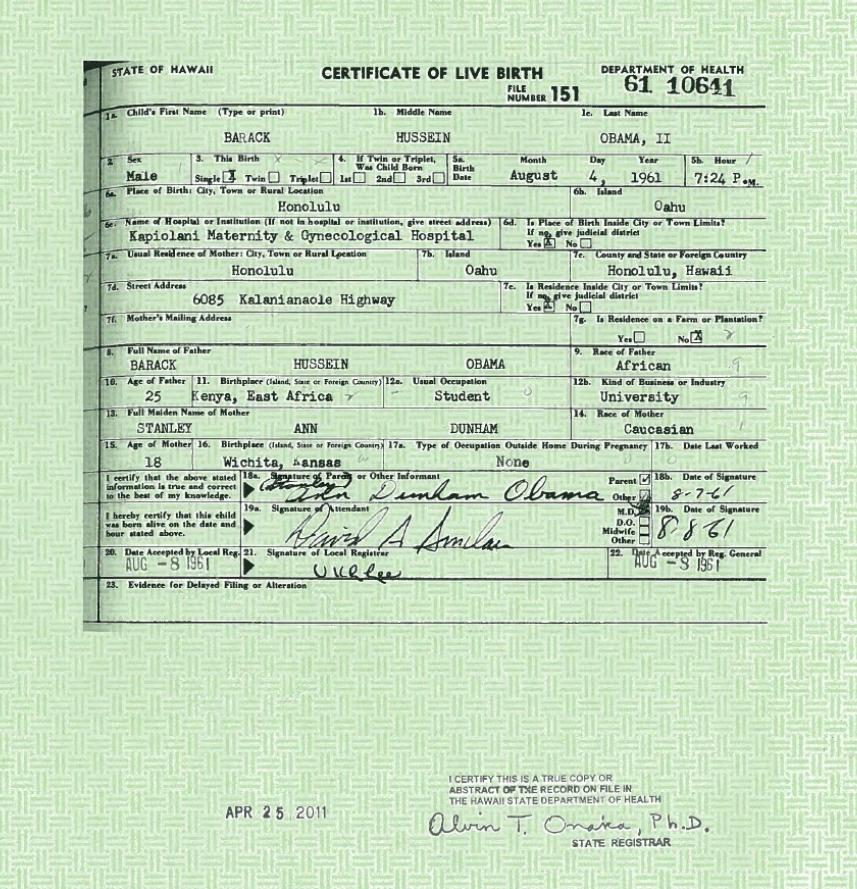 Obama Releases Birth Certificate
